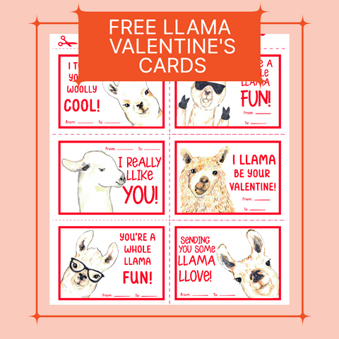 Valentine cards llama