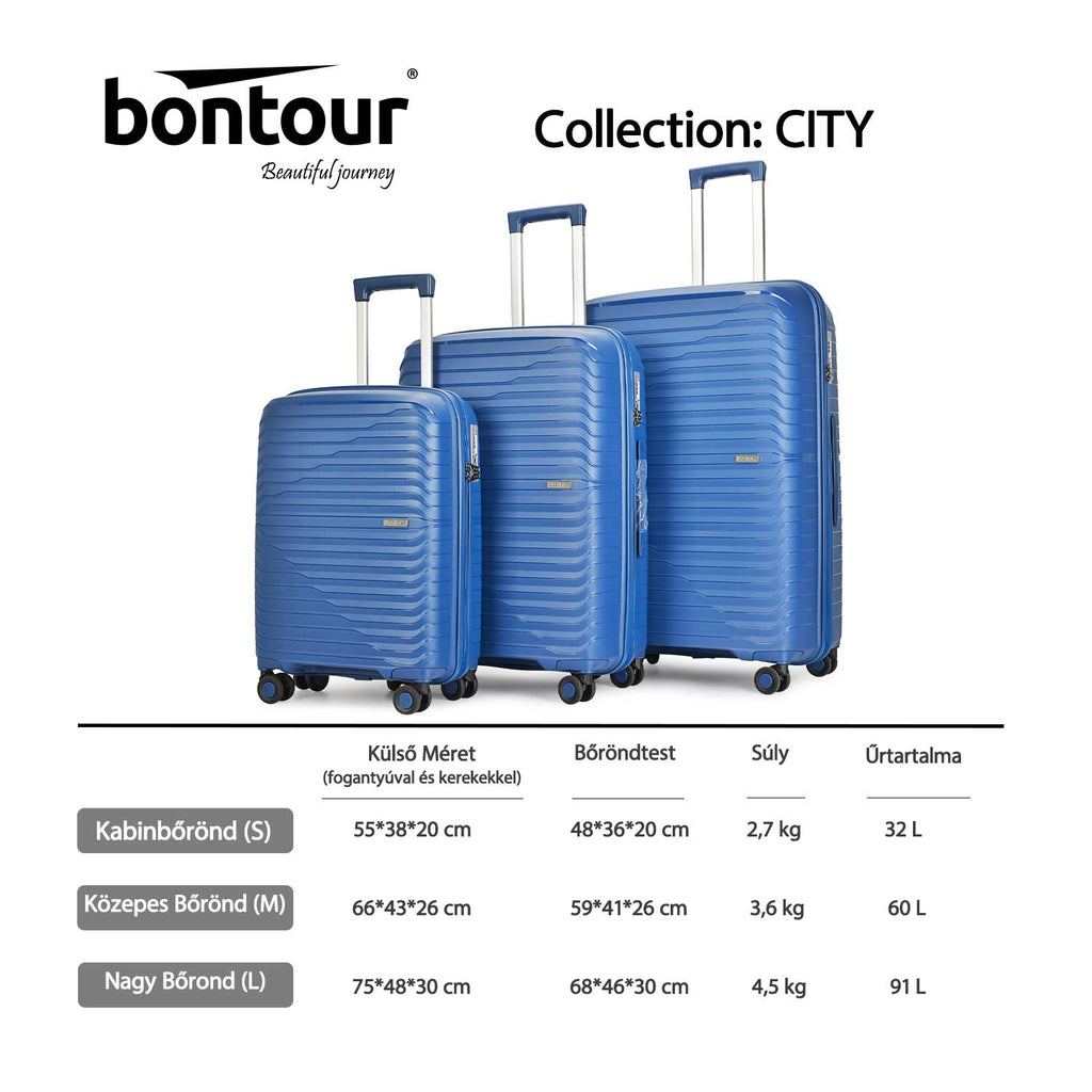 Bontour "City" 4-kerekes Bőrönd Szett, Kék