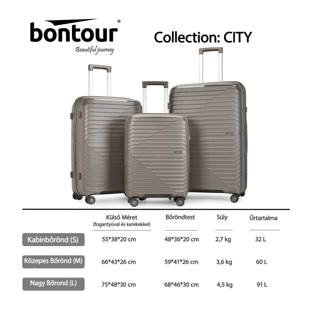 Bontour "City" 4-kerekes Bőrönd Szett, Barna