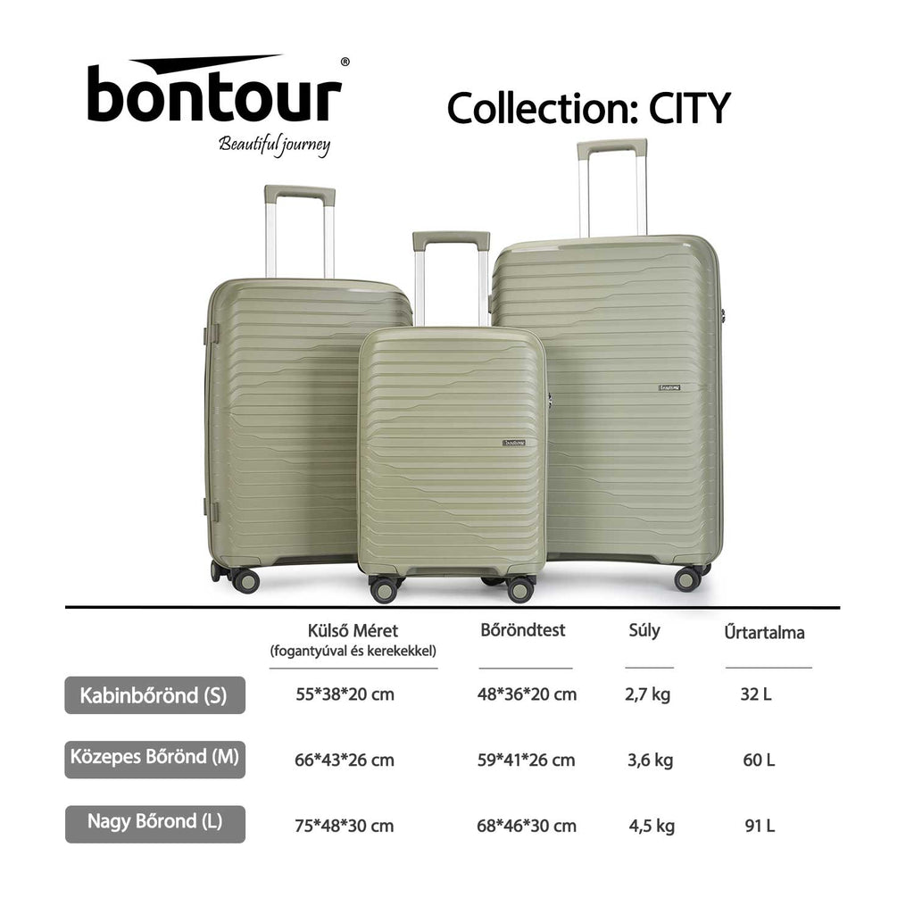 Bontour "City" 4-kerekes Bőrönd Szett, Zöld