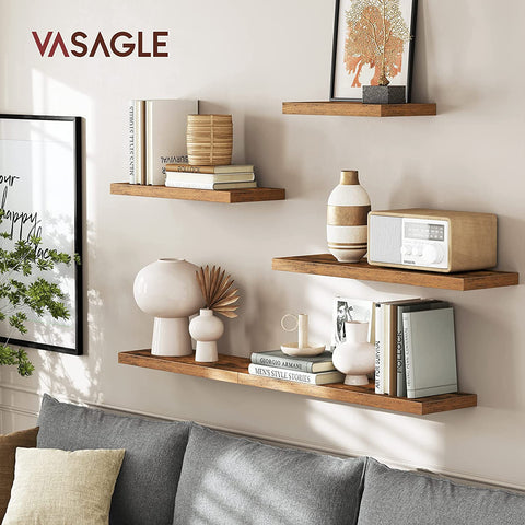 Wall shelves arranged asymmetrically