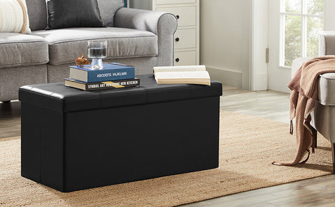 Leather storage bench