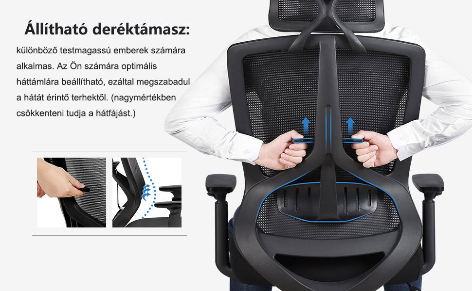 Állítható deréktámasz, Irodai szék, ergonomikus forgó szék deréktámasszal