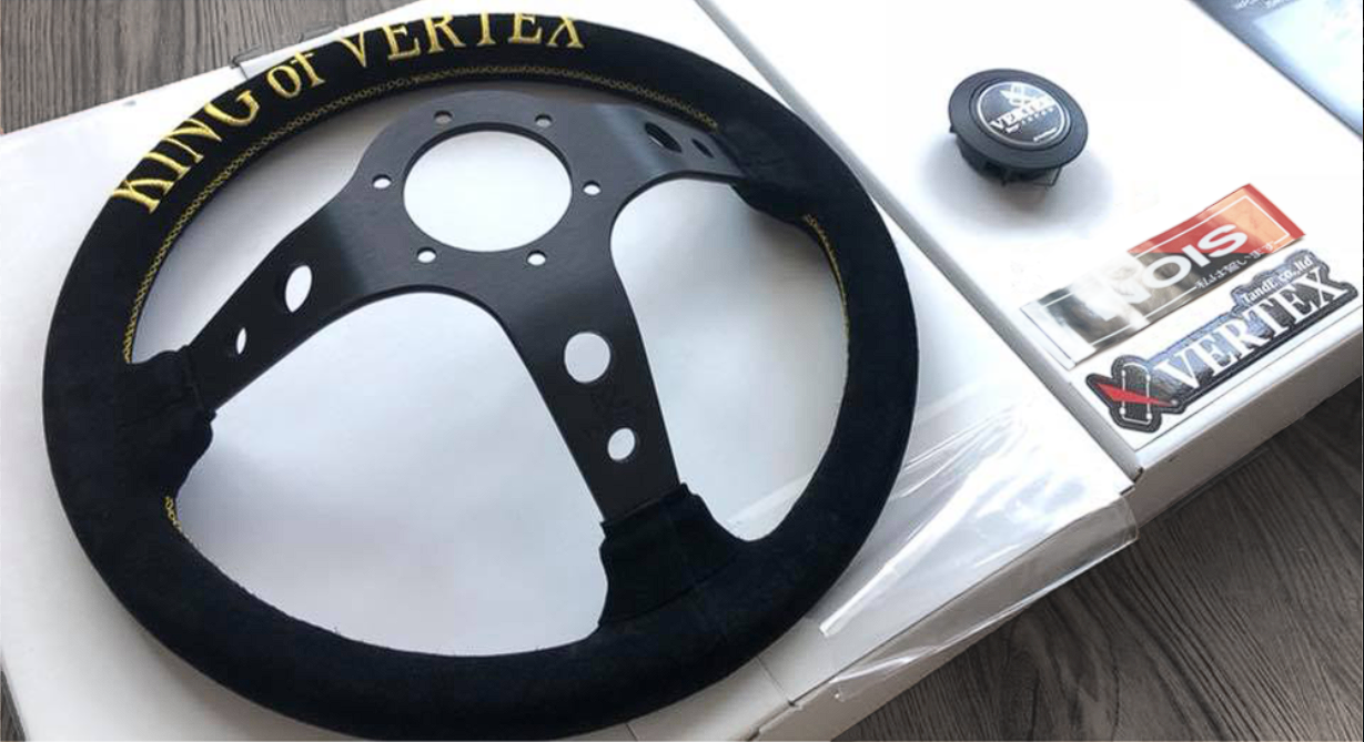 Vertex “King” 330mm Suede Steering Wheel Black (available on back
