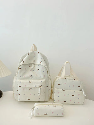 3-Piece Daisy Print Canvas Bag Set - fittedfortheoccasion