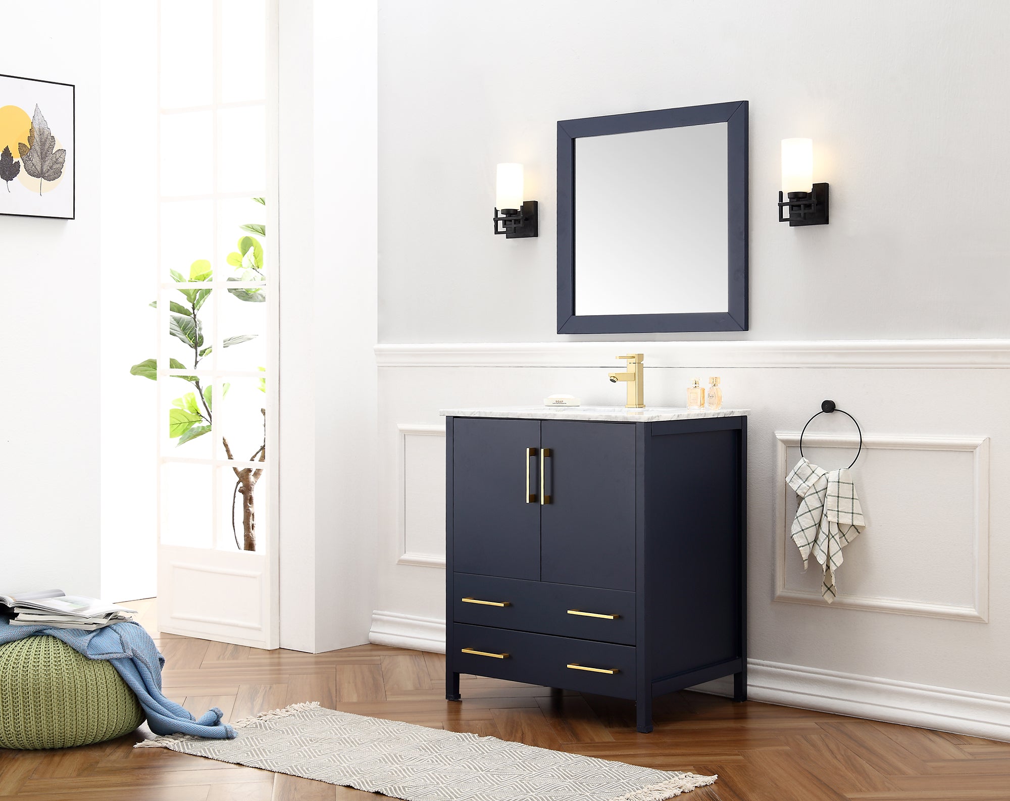 Legion Furniture 30" Blue Solid Wood Sink Vanity With Mirror WA7930-B