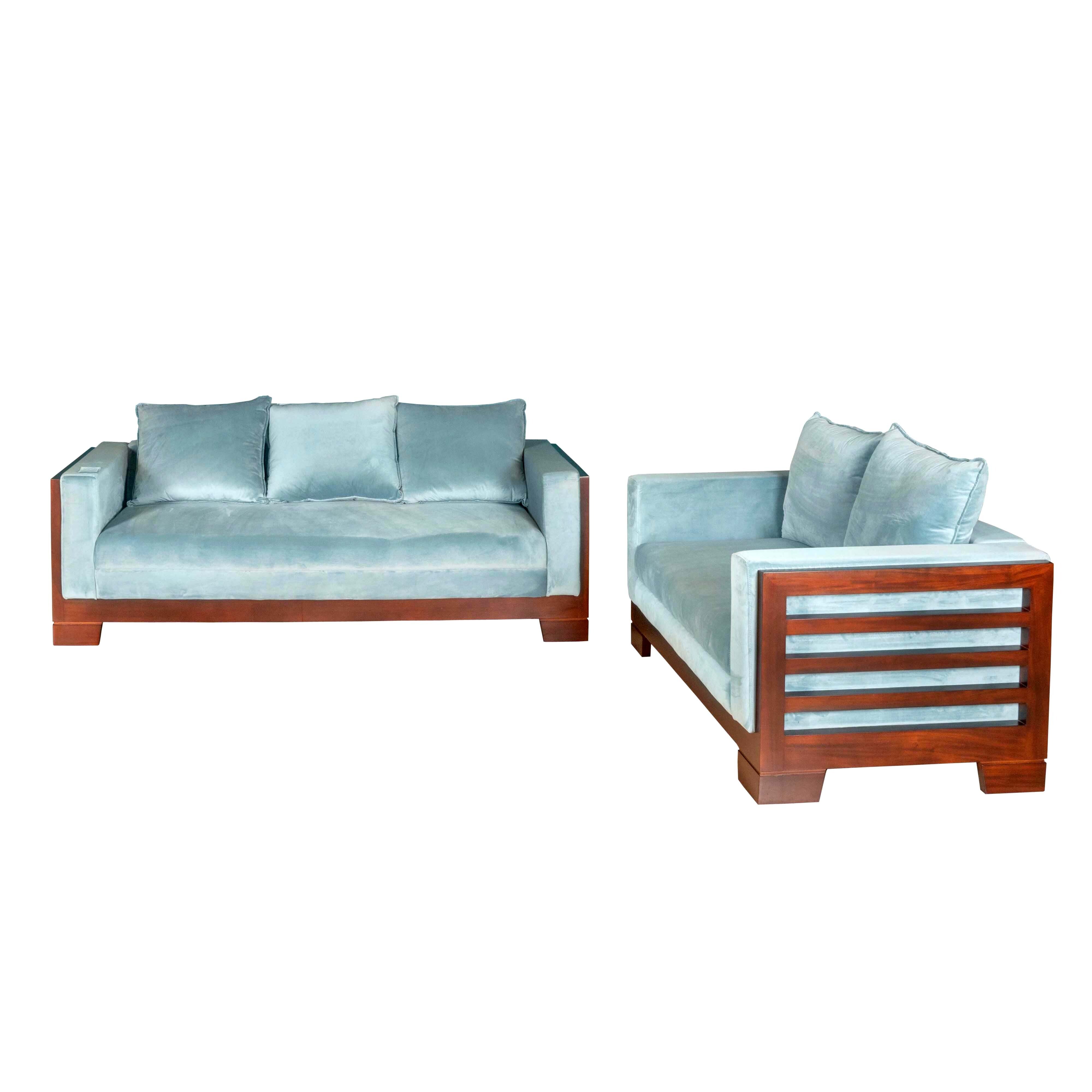OoNA S1106 3+2 Light Blue Sofa