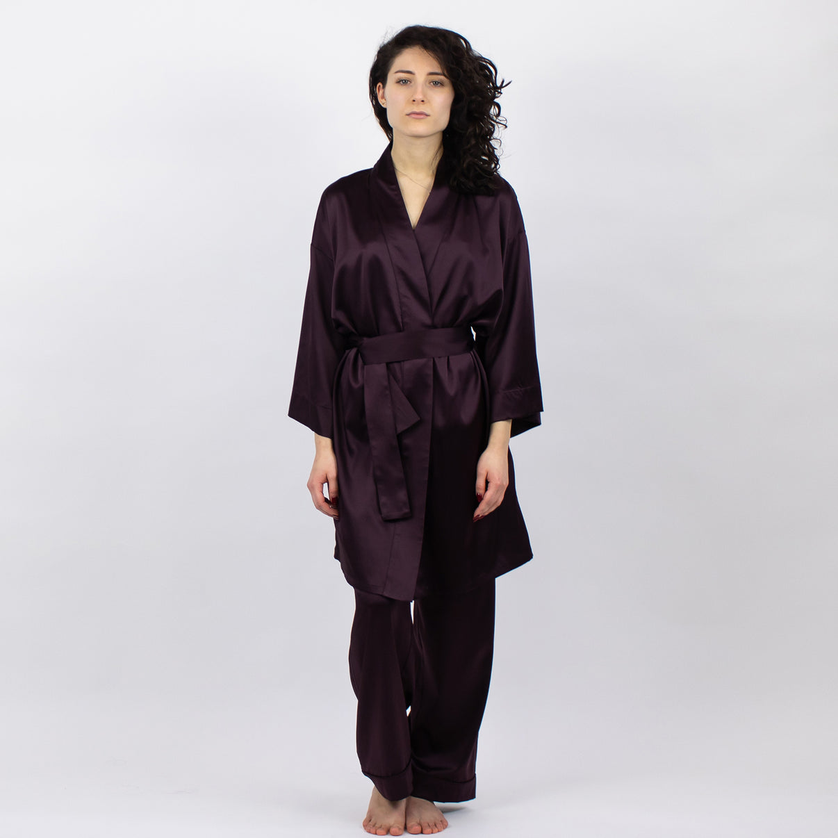 The Lady Silk Short Robe from Mulberry Silk | NOKAYA