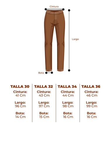 Guía de tallas pantalones stretch