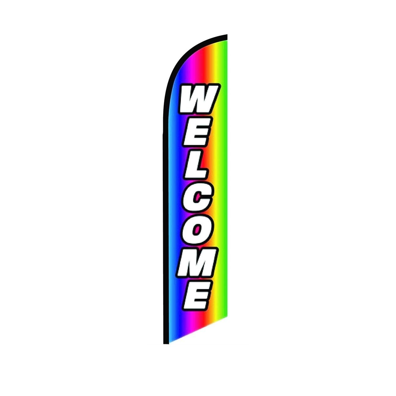 Welcome Rainbow -Feather Flag Swooper Flutter Feather Flag | 3ft W x 11.5ft Tall