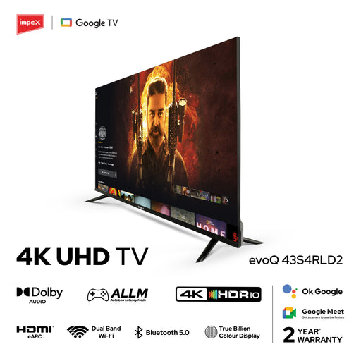 Impex EvoQ 43S4QLC2 43 inches 4K UHD Google QLED TV (Black) — Impex Webstore