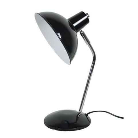 THEA Gloss Black Desk Lamp with Chrome Stem (1 x E27)