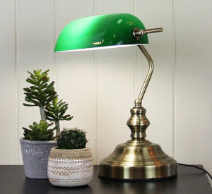 Bankers Lamps, Green & Opal Glass