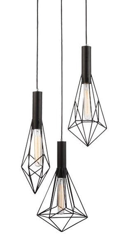  Ultra Modern Angled Black Caged 3 Light