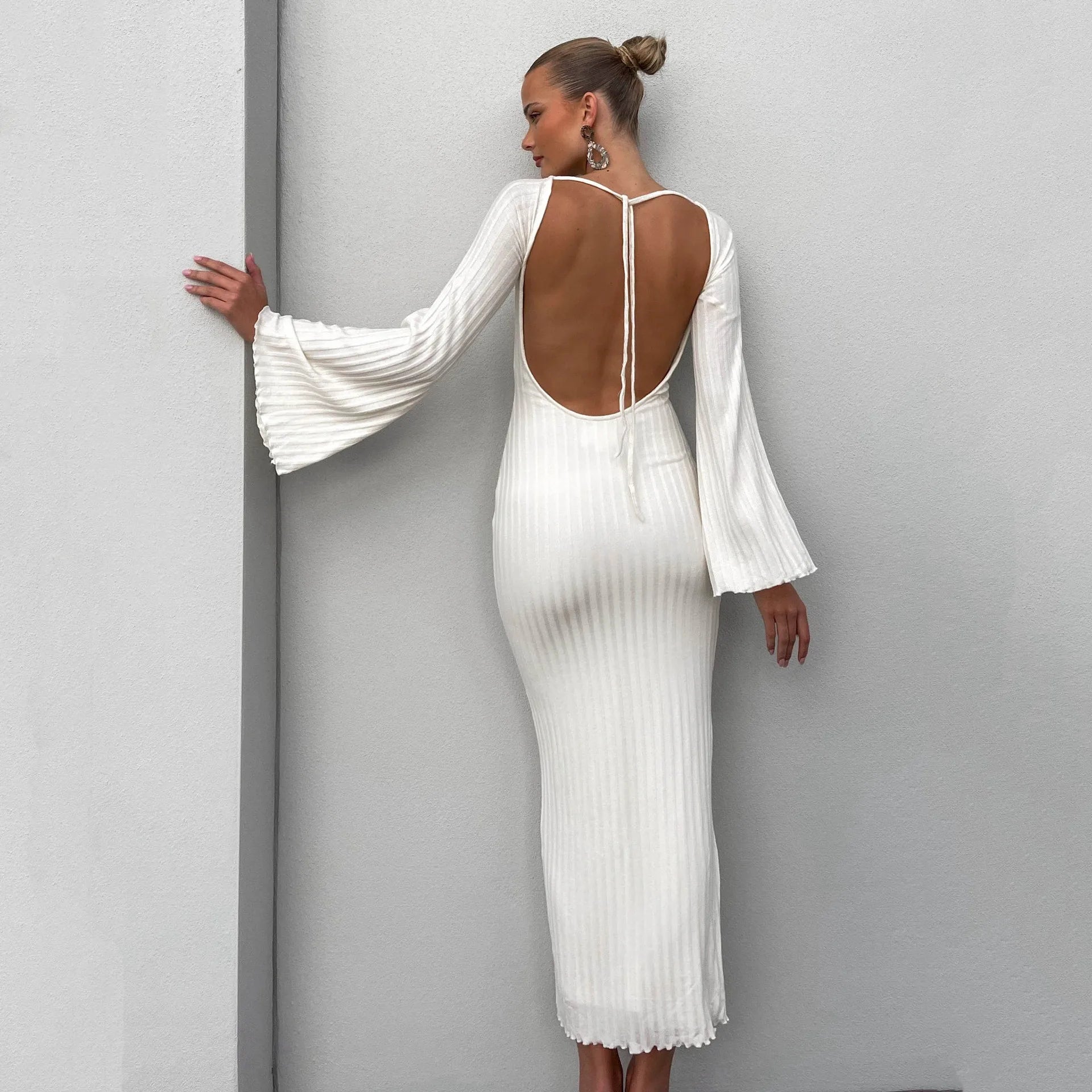 Autumn Women's Backless Long Sleeve Slim Fit Dress