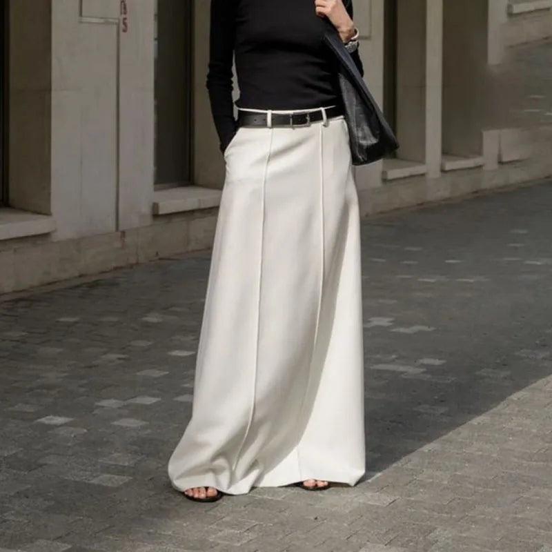 Autumn Creamy White Commuter Mopping Skirt - Women's Casual Style - Image 3