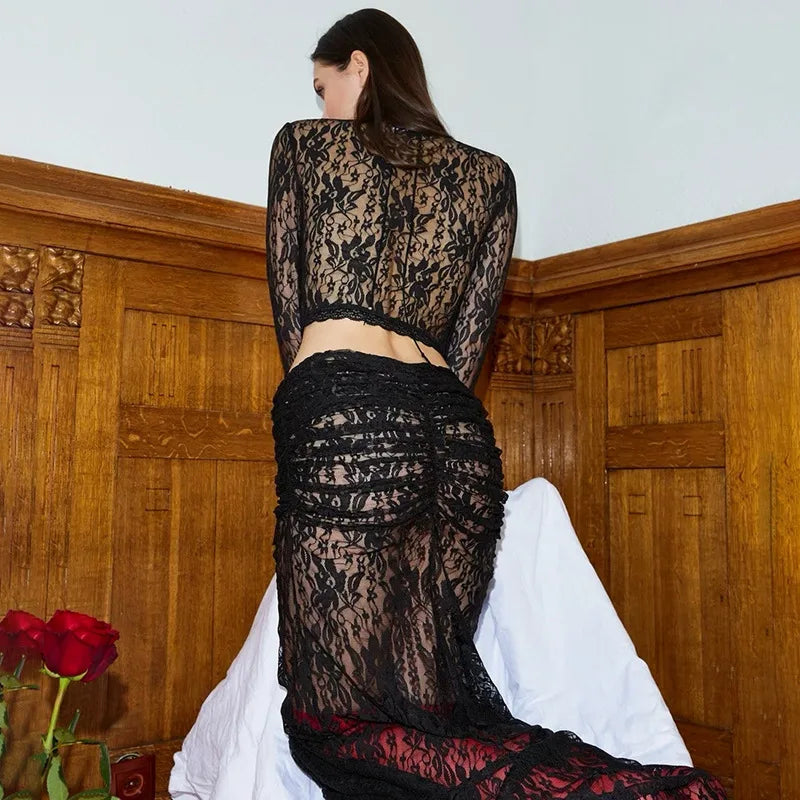 Stylish Two-Piece Set: Strap Top & High Waist Skirt - Image 6