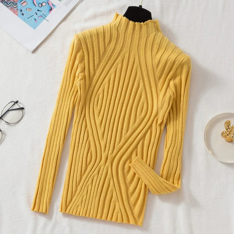Autumn Winter Long Sleeve Knitted Turtleneck Sweater for Women - Image 13