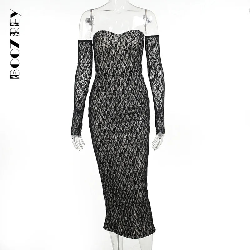 Stunning Strapless Lace Evening Dress for Women - Sexy Bodycon - Image 8