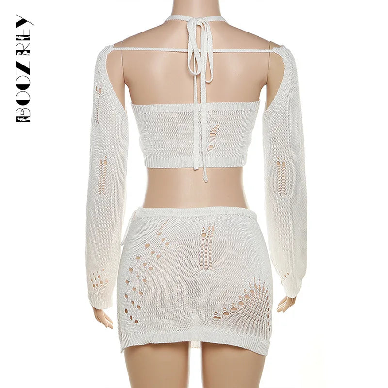 Sexy Knitted 2 Piece Set Women Summer Outfit - Image 8