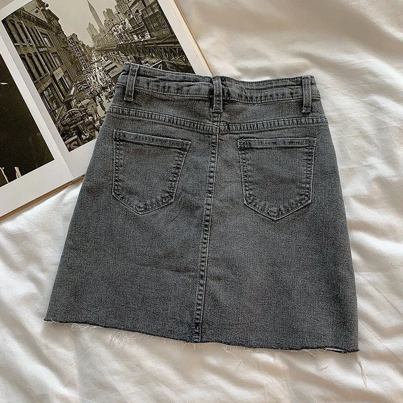 Korean-style High Waist Denim Skirt - Slim A-line - Image 8