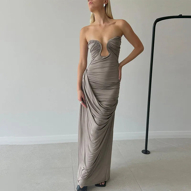 Strapless Backless Pleated Spring Dress - Trendy Sexy All-match Long