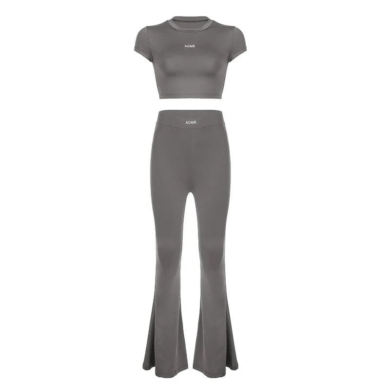 Sports Casual Women Two-piece Sets, Spring Pullover Solid Color - Image 4