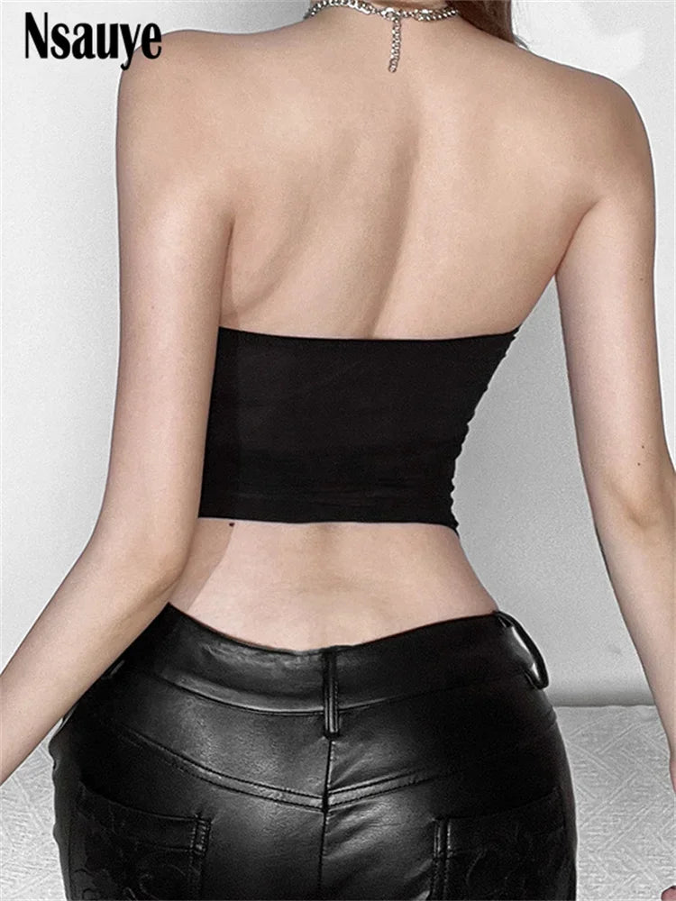 Winter fashion off shoulder strapless crop top for women - Image 4