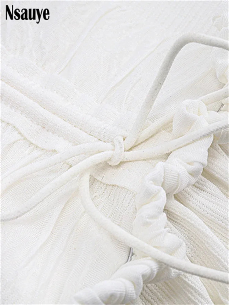 White Summer Off Shoulder Ruffles Dress for Chic Women - Image 6