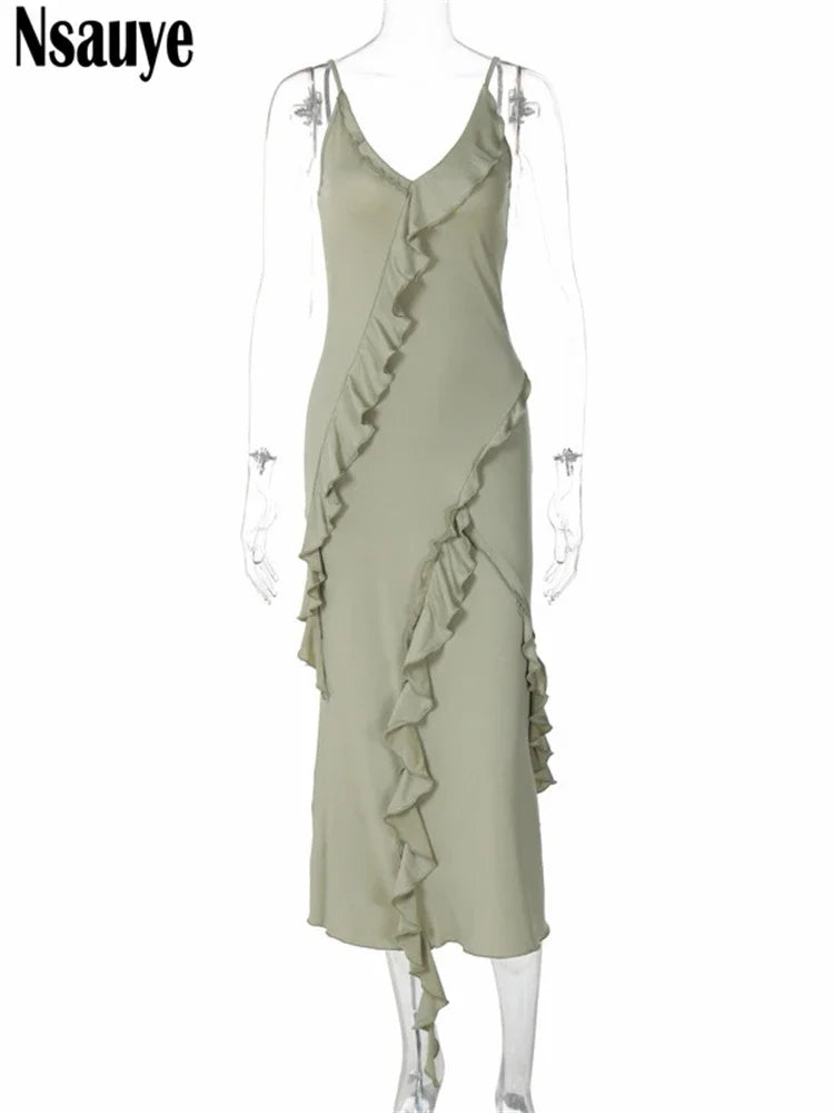 Stylish Bodycon Off-Shoulder Ruffles Night Club Party Dress - Image 5