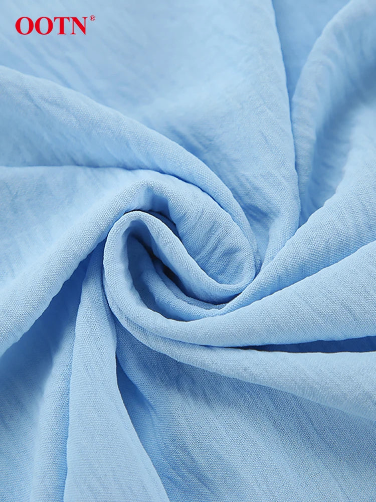 Blue High Waist A Line Dress for Women, Casual Office Wear - Image 7