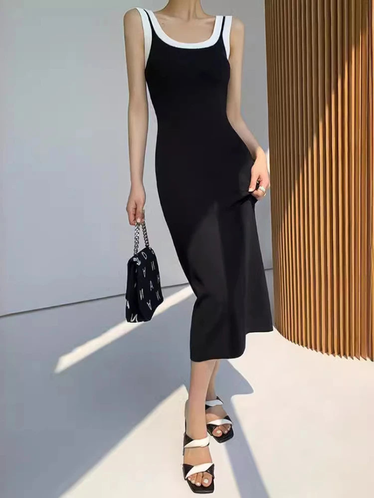 Spring/Summer Black Bodycon Wrap Dress - Women's Casual Streetwear - Image 4