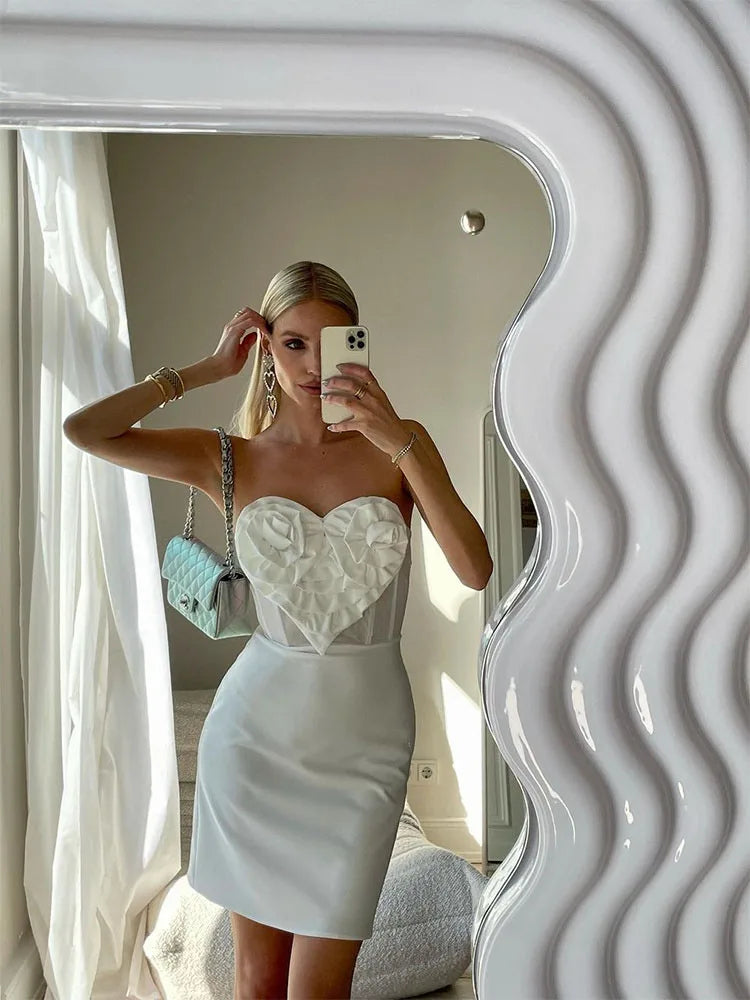 Elegant Strapless Sweetheart A-Line Mini Dress for Summer Parties - Image 5