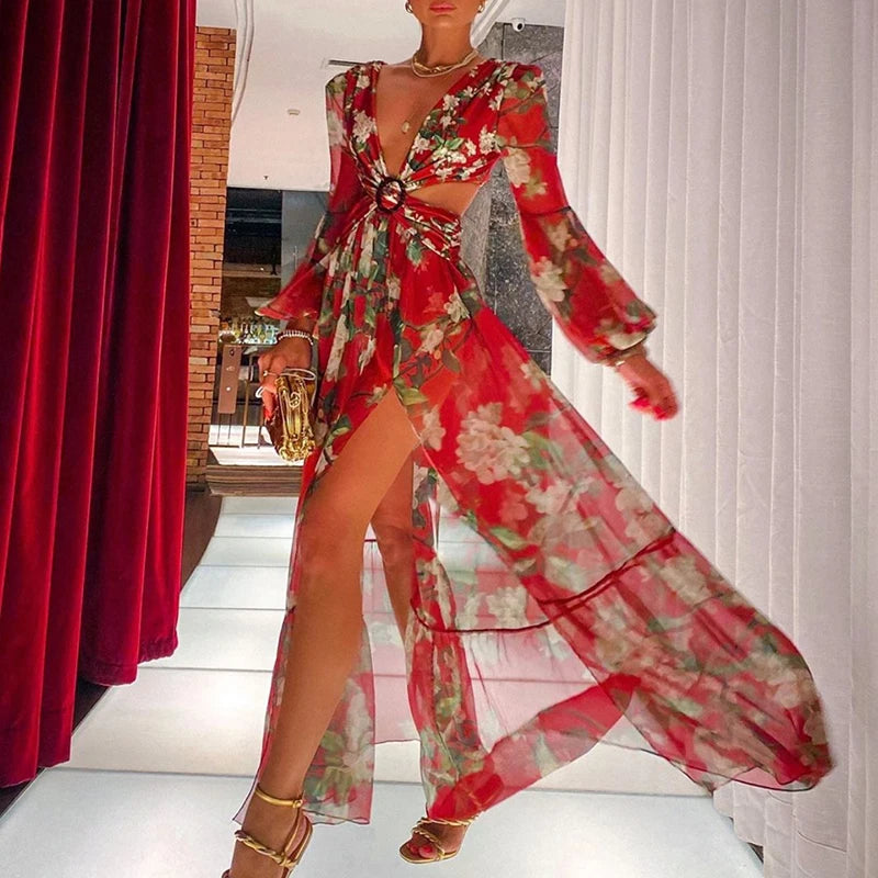 Stylish Beach Cover Up Bikini Print Kimono Tunic - Image 5