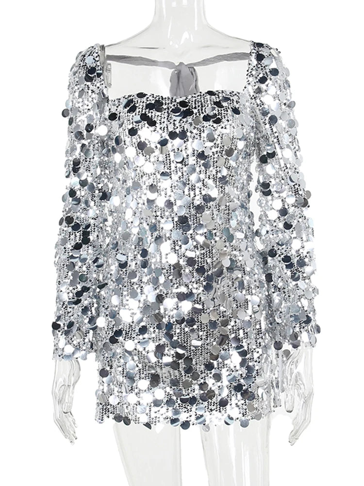 Sequin Backless Glitter Bodycon Mini Dress for Women Sexy Nightclub Style - Image 8