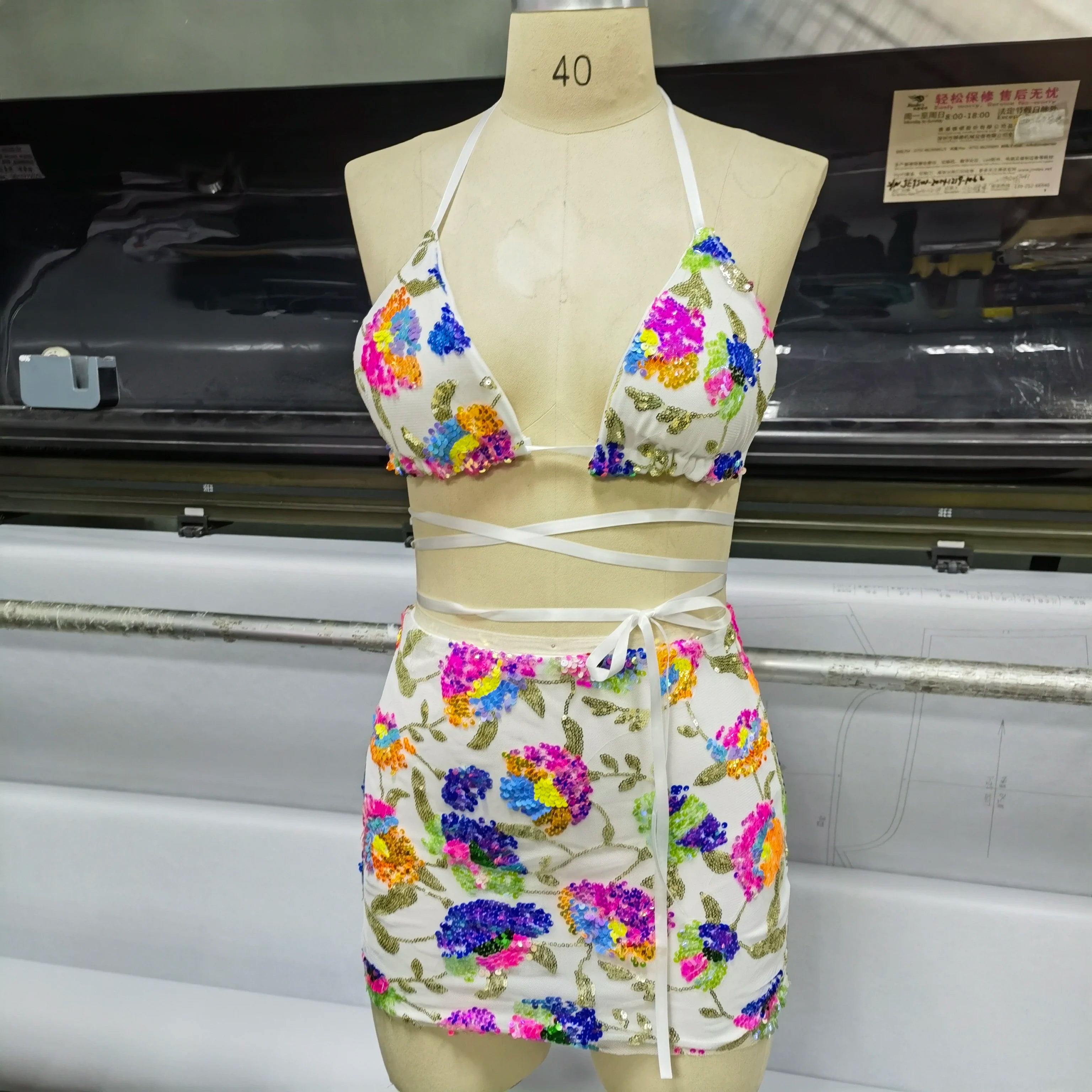 2 Piece Halter Neck Crop Top Mini Skirt Set for Women - Image 5