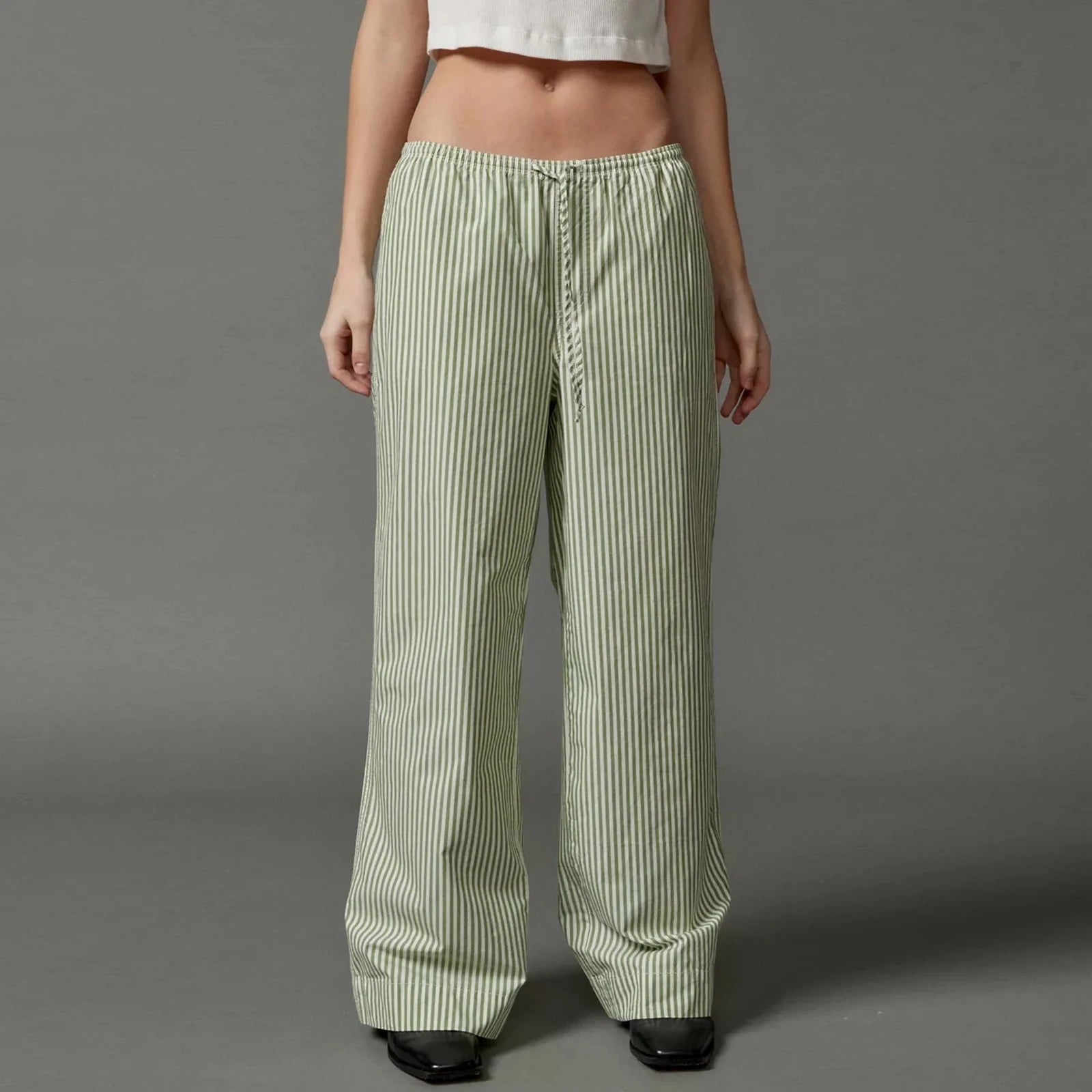 Striped Print High Waist Wide Leg Streetwear Lounge Pants - Image 3