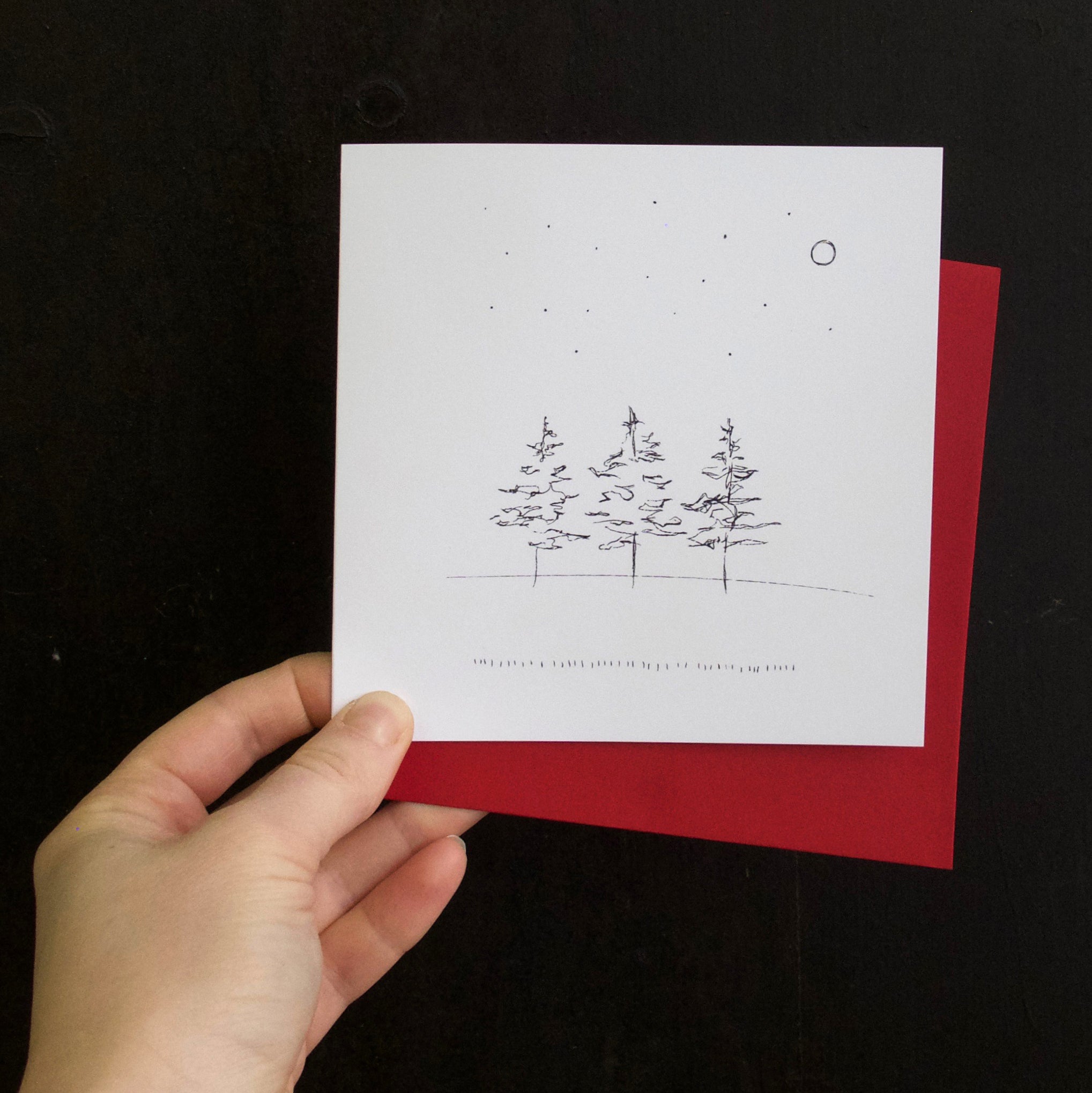 Holiday card with three trees