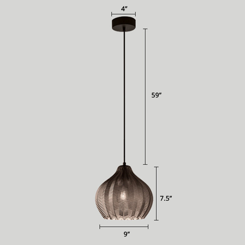 Wavy Glass Shaded Hanging Lamp Nordic Style Single Pendant Ceiling Light for Dining Room