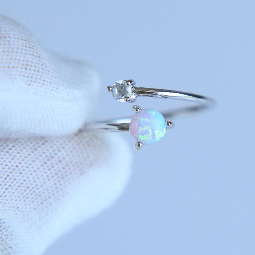 Silver Opal Open Ring