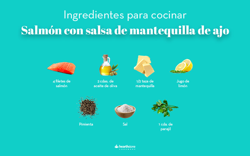Ingredientes para cocinar Salmón con salsa de mantequilla de ajo