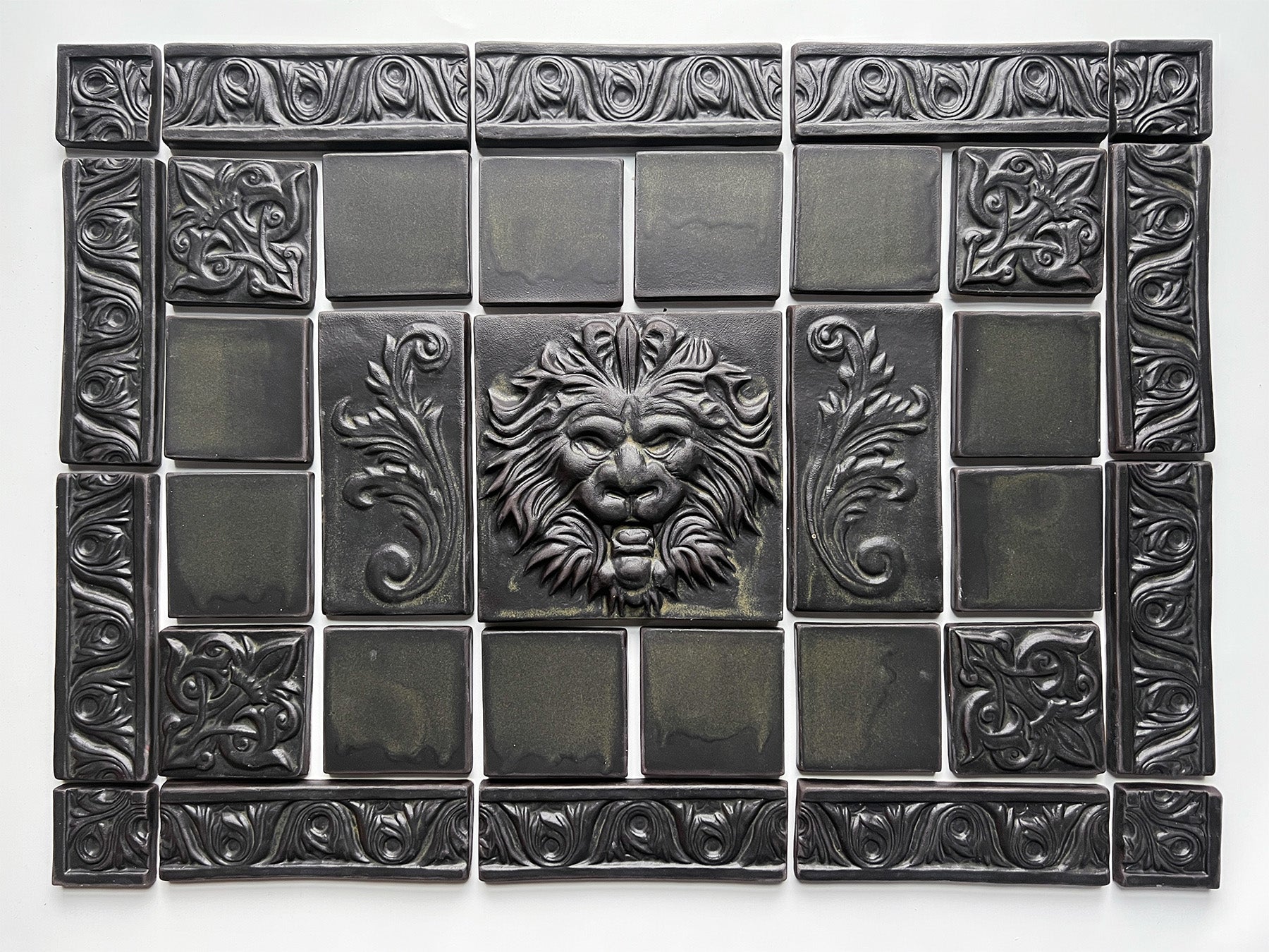 Black Victorian Lion Mural for Kitchen Backsplash