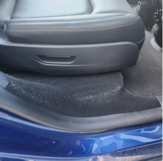 Dirty flocking interior Tesla model Y and Model 3