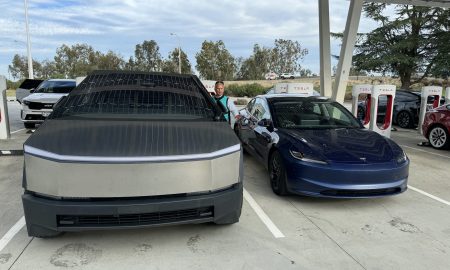 tesla cybertruck and model 3 highland