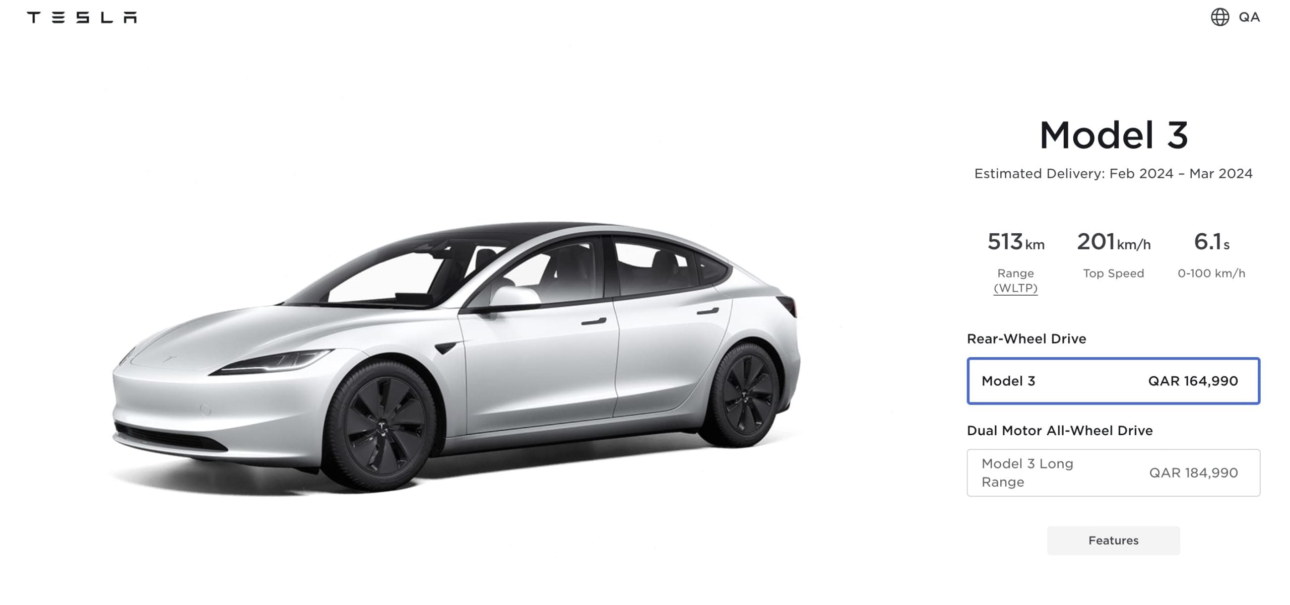 Tesla Model 3 Configurator Qatar Scaled