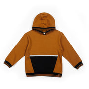 Hooded Fleece Top With Zipper Pocket Brown And Black