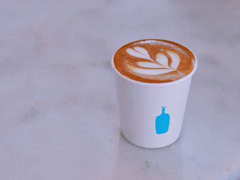 Blue Bottle latte on a table