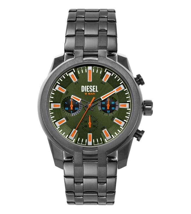 Diesel Split Chronograph Green Leather Watch Dz4588