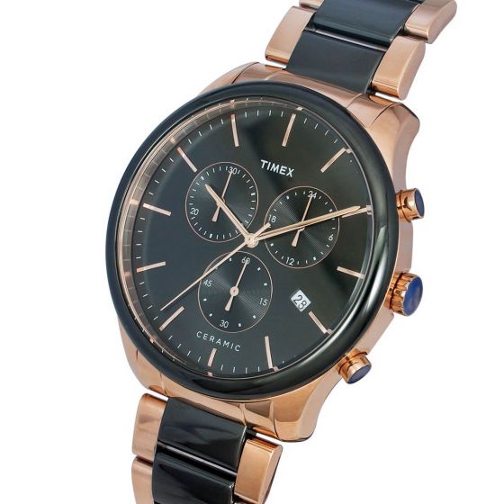 Calvin Klein Black Leather Gunmetal Dial Men's Watch - 25200355