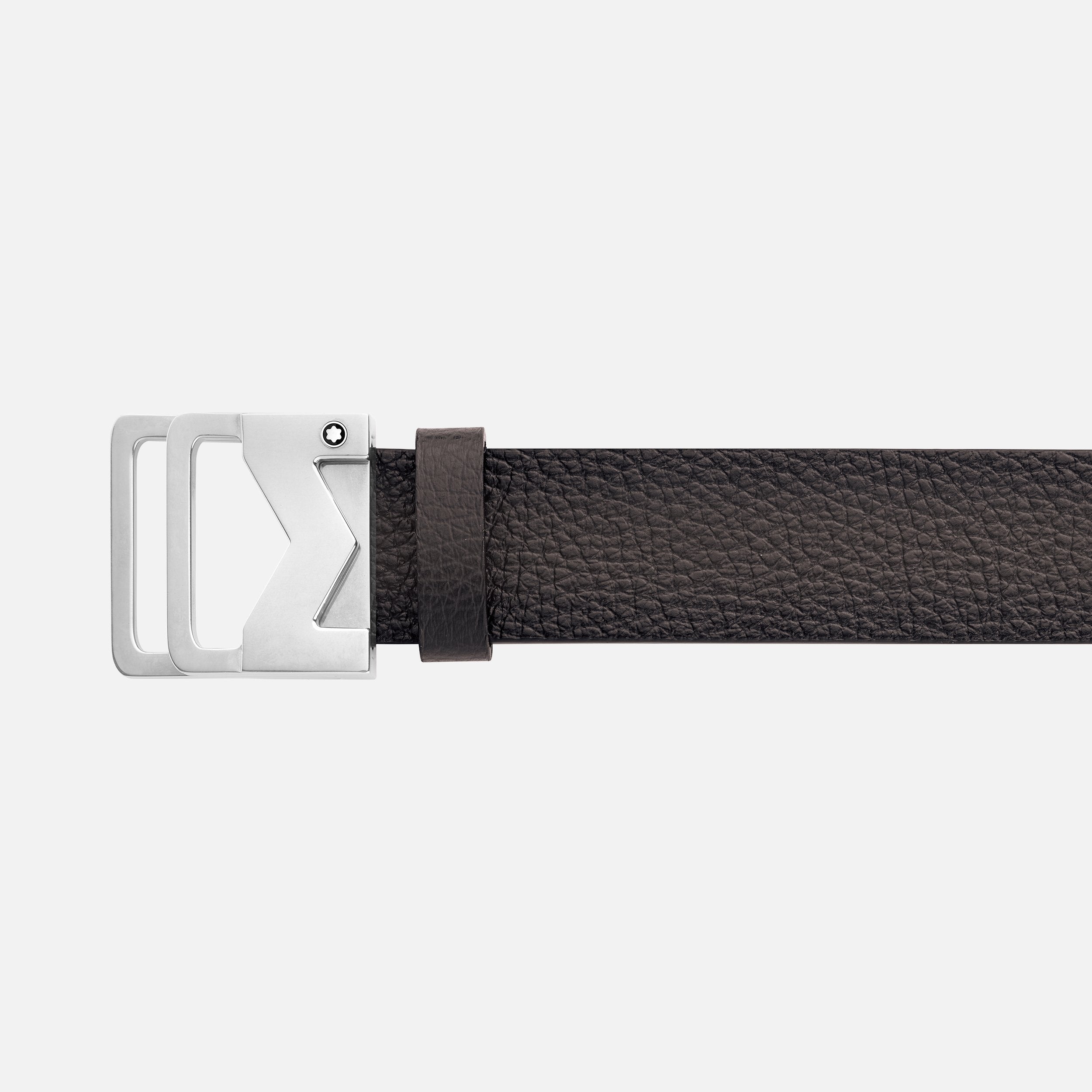 Horseshoe buckle printed black 40 mm leather belt